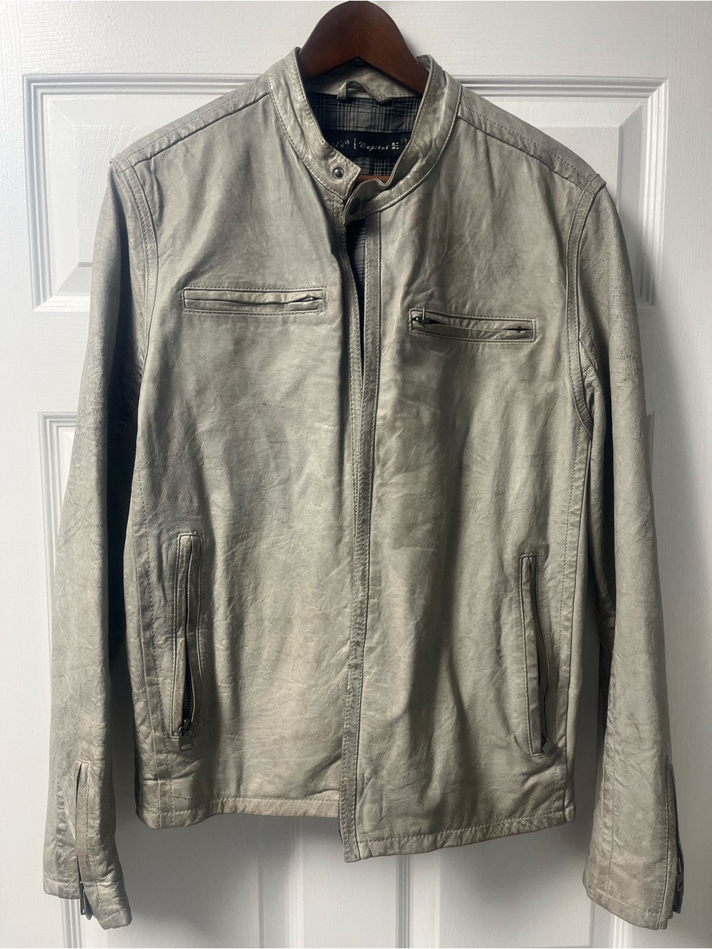 Levi's Vintage Capital E Men's Light Gray Leather Bomber Jacket